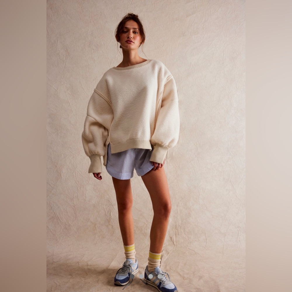 Free People Cozy Camden Sweatshirt We The Free Fuzzy Oversize Rib Hems